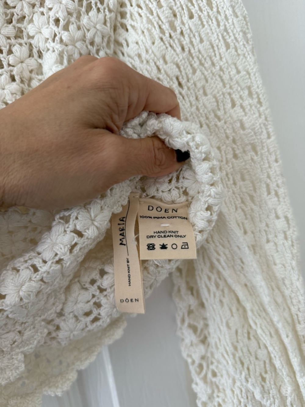 DOEN Amity Heirloom Collection Hand Crocheted Top Pearl Off White NEW with tags - Picture 7 of 7